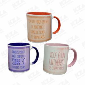 Caneca Personalizada - Colorida Porcelana 90x190mm Branca Sublimação  Necessário envio da logo/foto e informações.