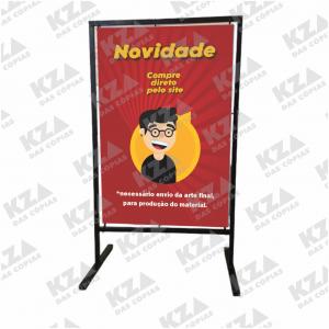 Cavalete em T metalon com lona dupla face Lona 280g 60x90cm 4x0 Brilho ou Fosco (Conforme disponibilidade em estoque) Reforço e Ilhós 