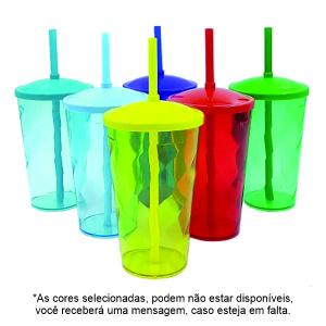 Copo 550ml com Canudo Polipropileno  Impressão Colorida Transfer  