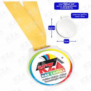 Medalha Acrílico com cordão de cetim 5cm 4x0 Transfer  